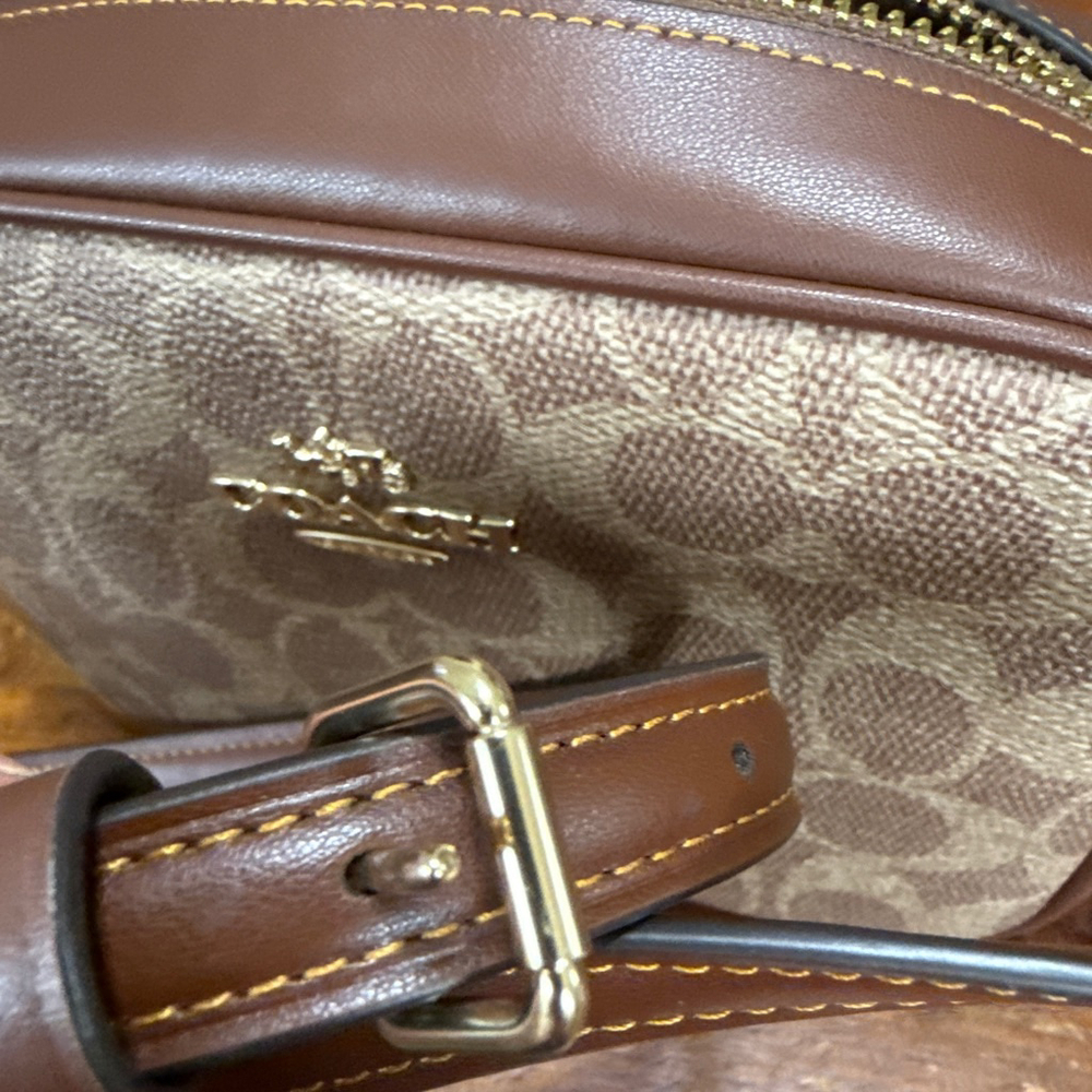 Coach Mini Jamie Signature Crossbody Bag Brown Tan NWT - Picture 7 of 9